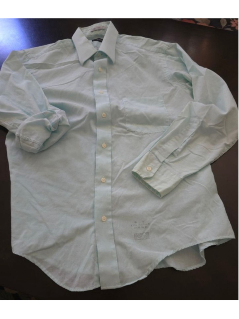 Vintage Men's ENRO Light Sky Blue Office Dress Shirt Neck 16 Tailored in USA